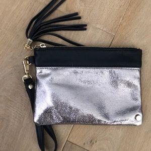 Black and pink wristlet